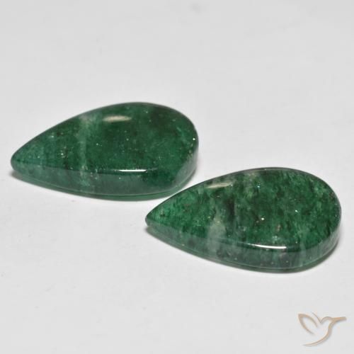 Gemas de Venturina Verde oscuro natural de 16.74 ct, En forma de pera, Translúcido