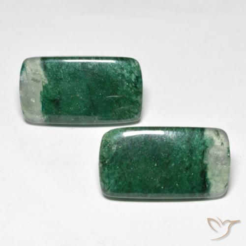 Gemas de Venturina Verde pino natural de 16.26 ct, Corte Cojín, Translúcido