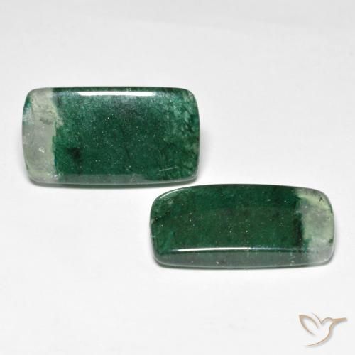 Gemas de Venturina Verde pino natural de 16.26 ct, Corte Cojín, Translúcido