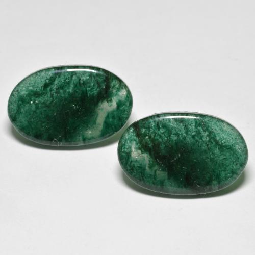Gemas de Venturina Verde oscuro natural de 16.29 ct, Corte Óvalo, Translúcido
