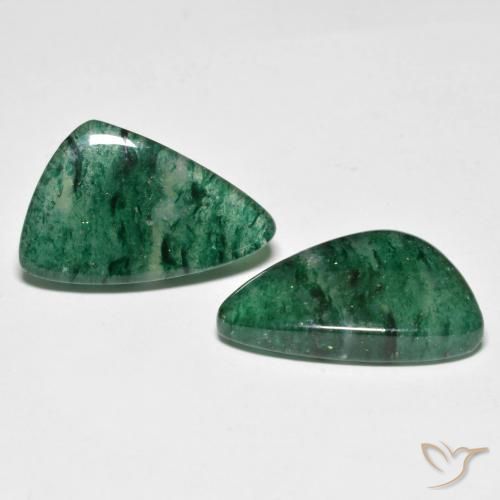 Gemas de Venturina Verde oscuro natural de 13.86 ct, Elegante, Translúcido