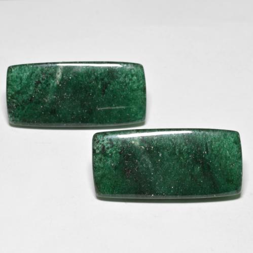Gemas de Venturina Verde medio natural de 26.21 ct, Corte Baguette, Translúcido