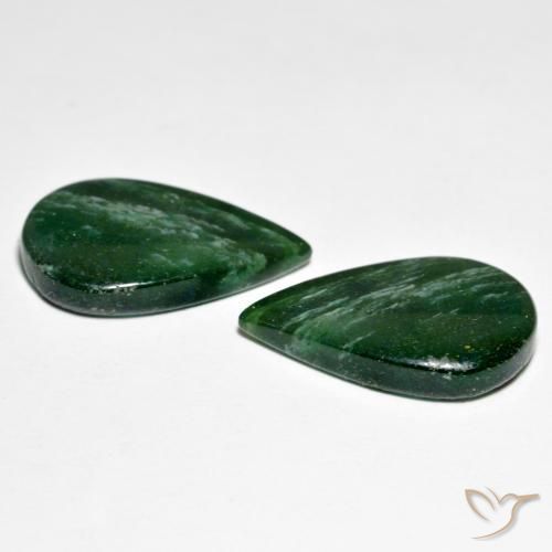 Gemas de Venturina Verde bosque natural de 13.45 ct, En forma de pera, Translúcido