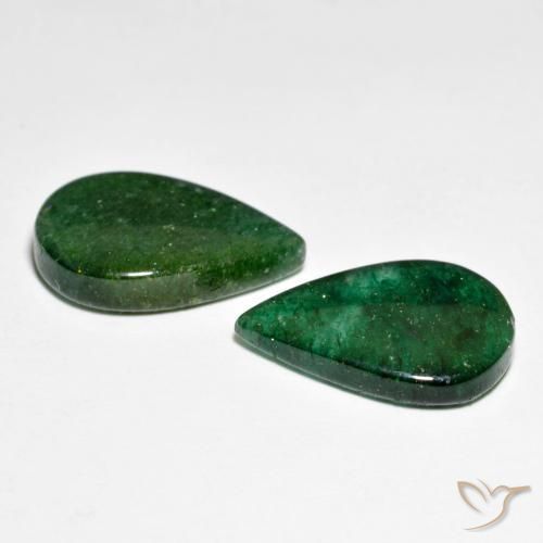 Gemas de Venturina Verde oscuro natural de 12.15 ct, En forma de pera, Translúcido