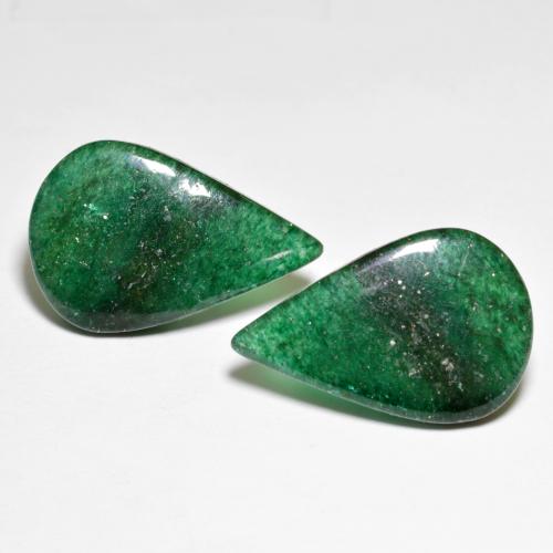 Gemas de Venturina Verde multicolor natural de 14.41 ct, En forma de pera, Translúcido