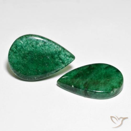 Gemas de Venturina Verde claro natural de 14.94 ct, En forma de pera, Translúcido