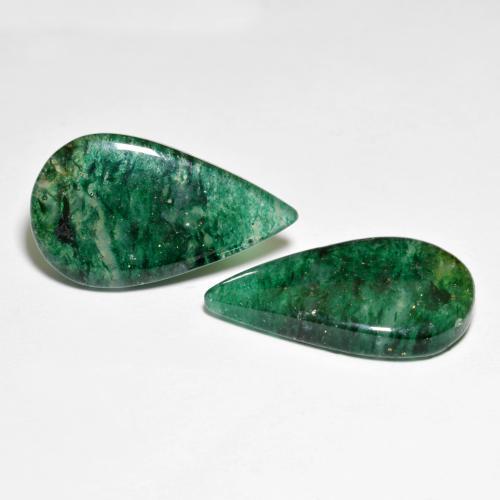 Gemas de Venturina Verde oscuro natural de 16.42 ct, En forma de pera, Translúcido