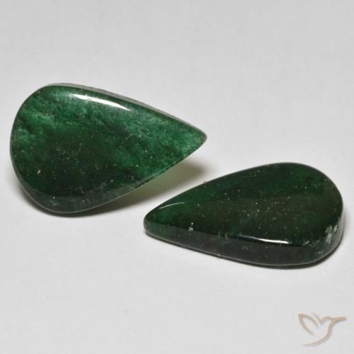 Gemas de Venturina Verde bosque natural de 17.37 ct, En forma de pera, Translúcido