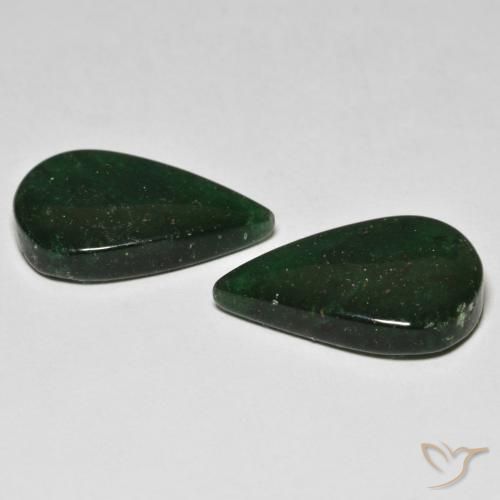 Gemas de Venturina Verde bosque natural de 17.37 ct, En forma de pera, Translúcido