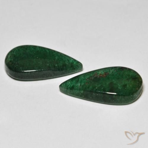 Gemas de Venturina Verde bosque frío natural de 11.31 ct, En forma de pera, Translúcido