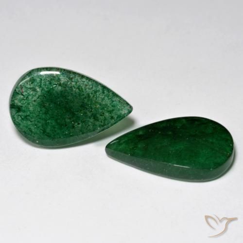 Gemas de Venturina Verde pino natural de 13.43 ct, En forma de pera, Translúcido