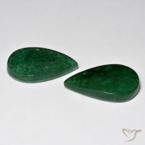 Gemas de Venturina Verde pino natural de 13.43 ct, En forma de pera, Translúcido