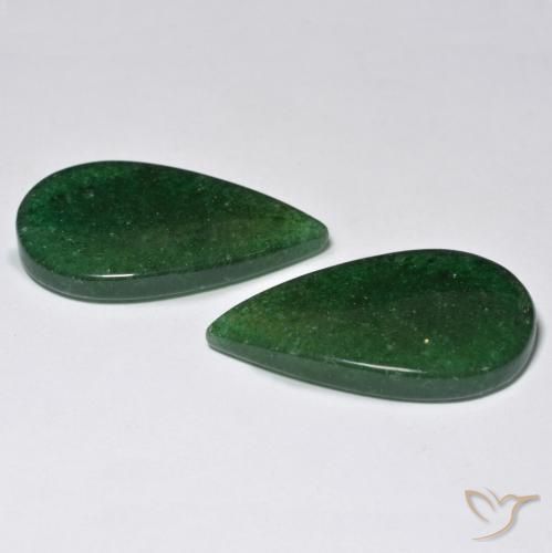 Gemas de Venturina Verde oscuro natural de 24.46 ct, En forma de pera, Translúcido