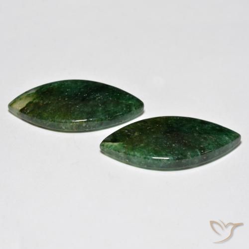 Gemas de Venturina Verde oscuro natural de 20.86 ct, Marquesa, Translúcido