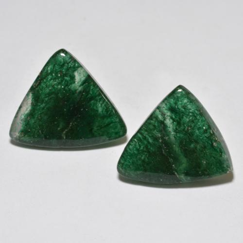 Gemas de Venturina Verde oscuro natural de 17.98 ct, Trillón, Translúcido