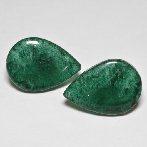 Gemas de Venturina Verde oscuro natural de 13.41 ct, En forma de pera, Translúcido
