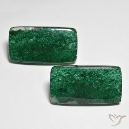 Gemas de aventurina verde natural de 21,63 ct, baguette, translúcido