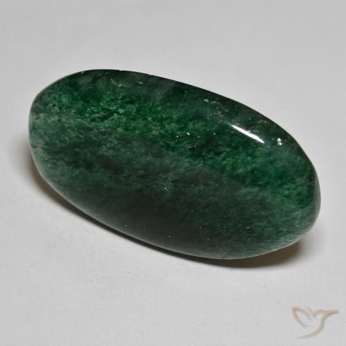 Venturina Verde natural de 34.59 ct, Ovalada, Translúcido