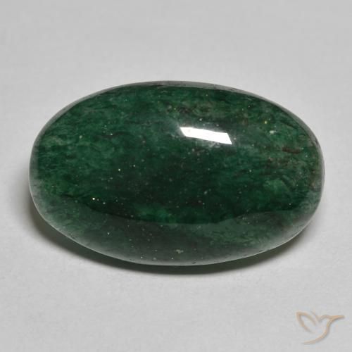 Aventurina verde oscuro natural de 15,61 ct, corte óvalo, translúcido