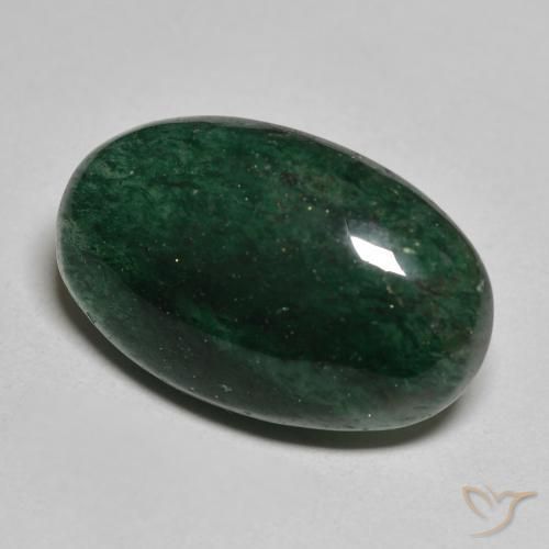 Aventurina verde oscuro natural de 15,61 ct, corte óvalo, translúcido