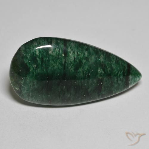 Venturina Verde natural de 24.26 ct, En forma de pera, Translúcido