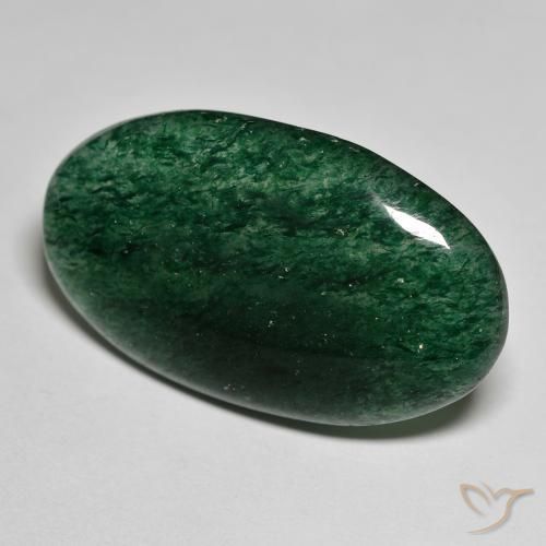 Venturina Verde natural de 27.98 ct, Ovalada, Translúcido