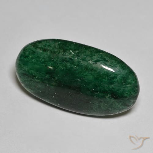 Venturina Verde bosque frío natural de 13.61 ct, Ovalada, Translúcido