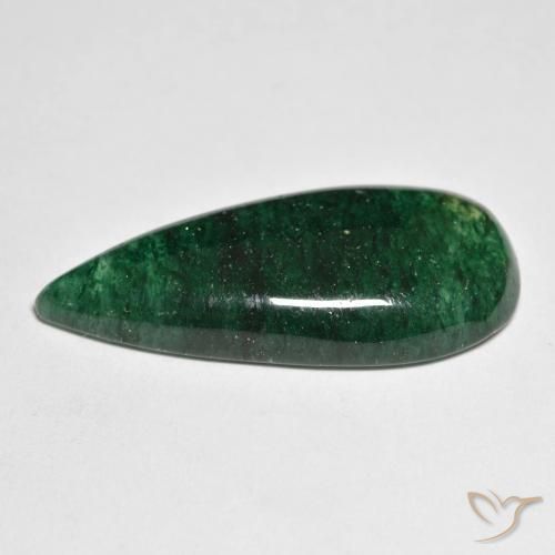 Venturina Verde pino natural de 17.57 ct, En forma de pera, Translúcido