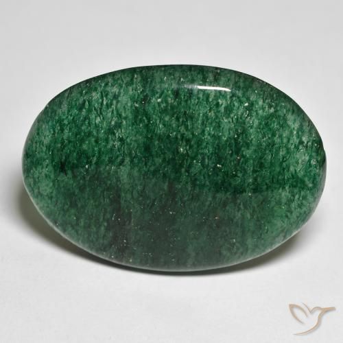 Venturina Verde pino natural de 32.99 ct, Corte Óvalo, Translúcido