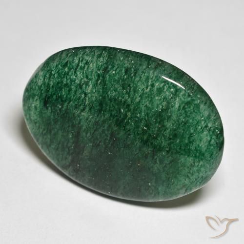 Venturina Verde pino natural de 32.99 ct, Corte Óvalo, Translúcido