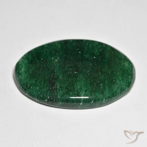 Venturina Verde pino natural de 32.99 ct, Corte Óvalo, Translúcido