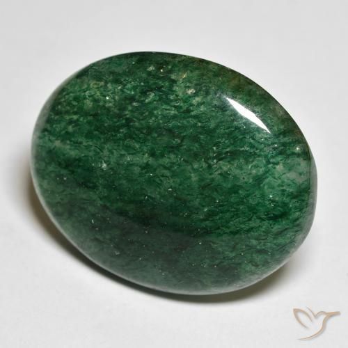 Venturina Verde natural de 25.39 ct, Ovalada, Translúcido