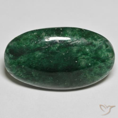 Venturina Verde oscuro natural de 23.00 ct, Ovalada, Translúcido