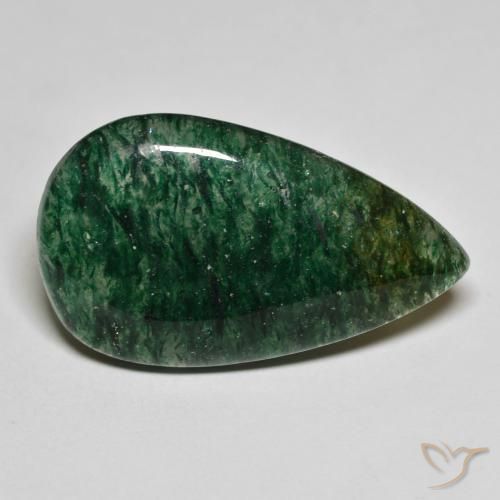 22.73ct Natural Verde bosque frío Venturina, En forma de pera, Translúcido