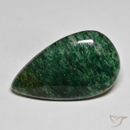 Venturina Verde bosque frío natural de 22.73 ct, En forma de pera, Translúcido