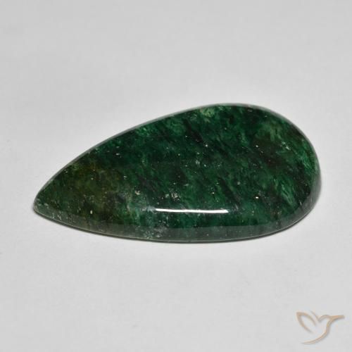 Venturina Verde bosque frío natural de 22.73 ct, En forma de pera, Translúcido