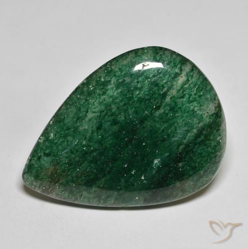 Venturina Verde oscuro natural de 26.04 ct, En forma de pera, Translúcido