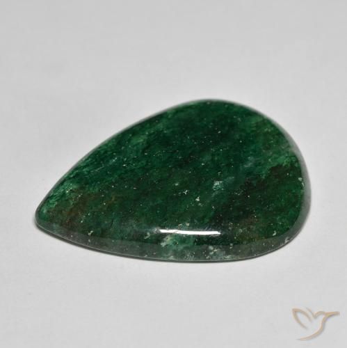 Venturina Verde oscuro natural de 26.04 ct, En forma de pera, Translúcido
