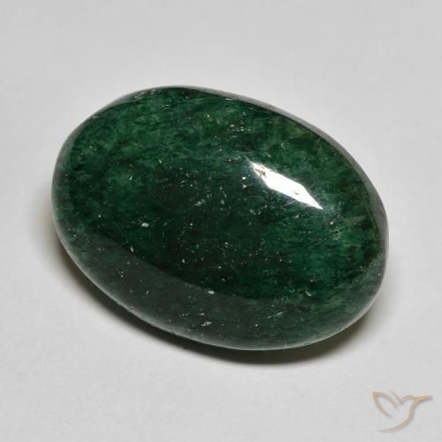 Venturina Verde bosque frío natural de 14.88 ct, Ovalada, Translúcido