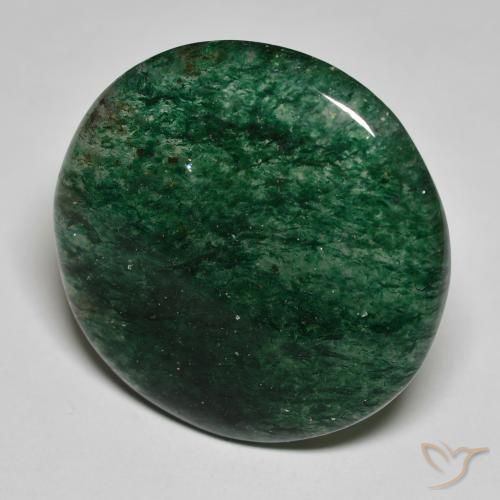 Venturina Verde oscuro natural de 23.36 ct, Redondo, Translúcido