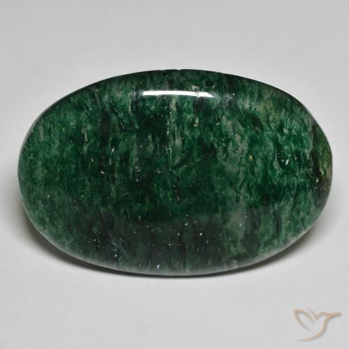 Venturina Verde oscuro natural de 30.95 ct, Corte Óvalo, Translúcido