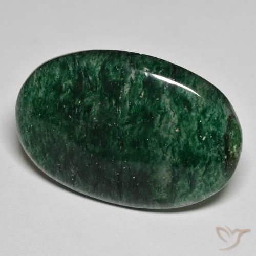 Venturina Verde oscuro natural de 30.95 ct, Corte Óvalo, Translúcido