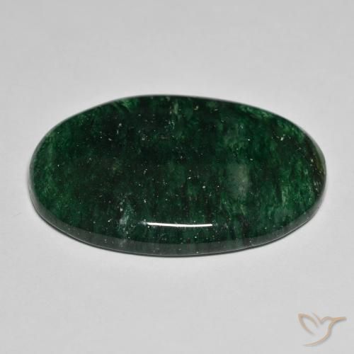Venturina Verde oscuro natural de 30.95 ct, Corte Óvalo, Translúcido