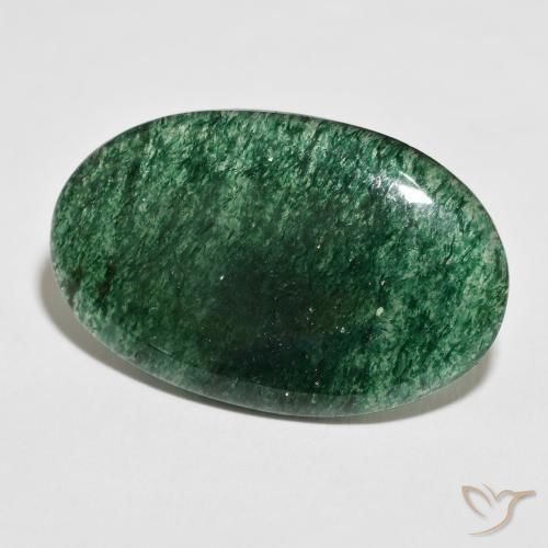 Venturina Verde oscuro natural de 32.45 ct, Ovalada, Translúcido