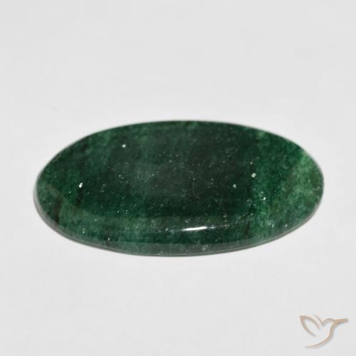 Venturina Verde oscuro natural de 32.45 ct, Ovalada, Translúcido