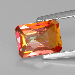 Topacio azotic multicolor natural de 1,63 ct, corte esmeralda, VVS