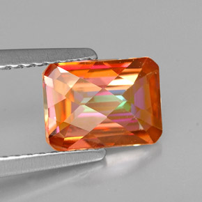 Topacio azotic multicolor natural de 1,63 ct, corte esmeralda, VVS