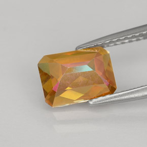 Topacio azotic multicolor natural de 1,86 ct, corte esmeralda, VVS-VS