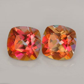 Gemas de topacio azotic multicolor natural de  ct, corte cojín, VVS-VS
