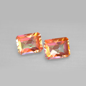 Gemas de topacio azotic multicolor natural de  ct, corte esmeralda, VVS-VS